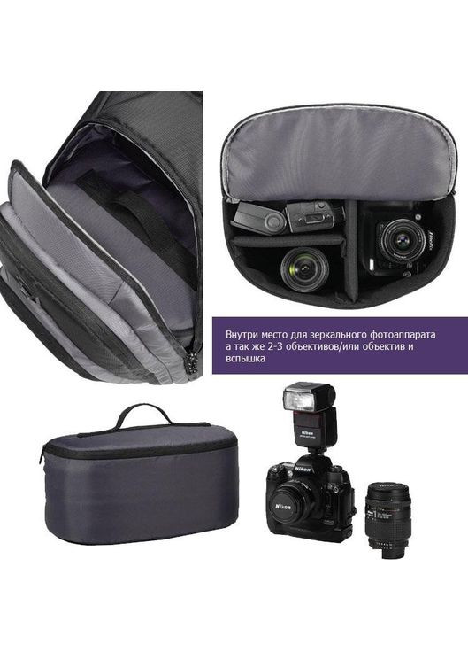 Рюкзак для ноутбука 15,6 з сумкою для фотокамери та дощовиком Sumdex (360894234)