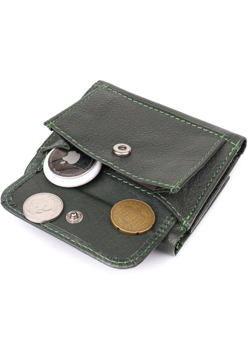 Жіночий мініатюрний гаманець із натуральної шкіри 23083 Зелений st leather (330359568)
