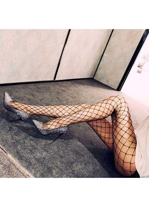 Чорний демісезонний колготи у велику сітку з камінчиками - чорний - 2/3/4 ( ) - еротична білизна -