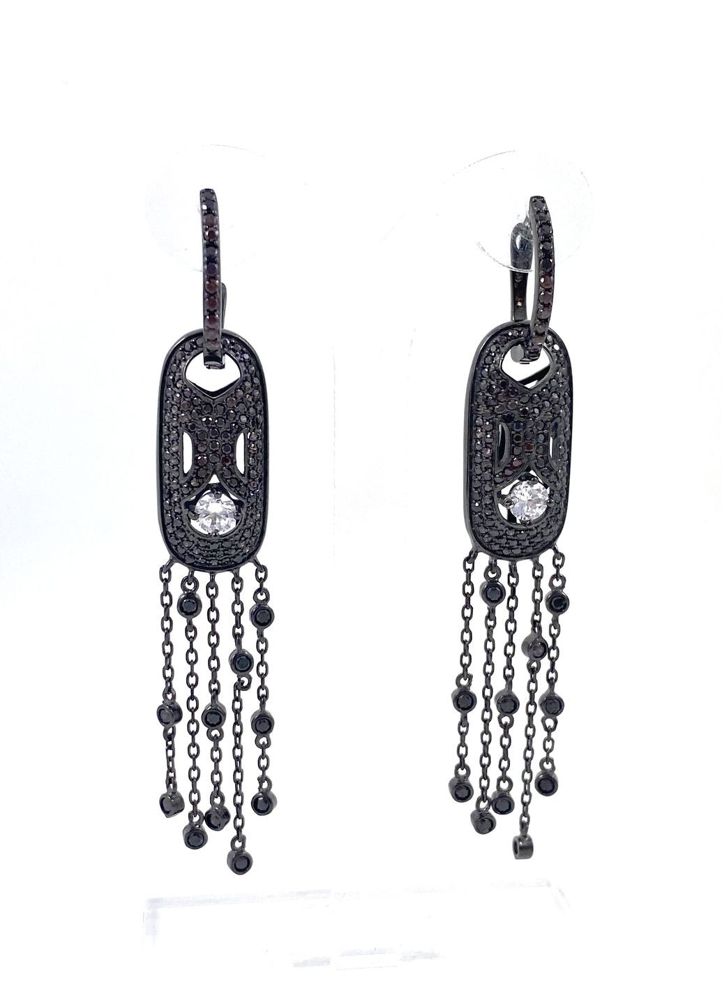 Серьги-подвески серебряные с цирконием Т3-цч Shatlen Сережки (342116256)