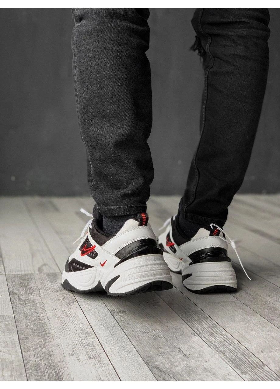 Білі літні кросівки nike m2k tekno black white red logo найк м2к текно No Brand