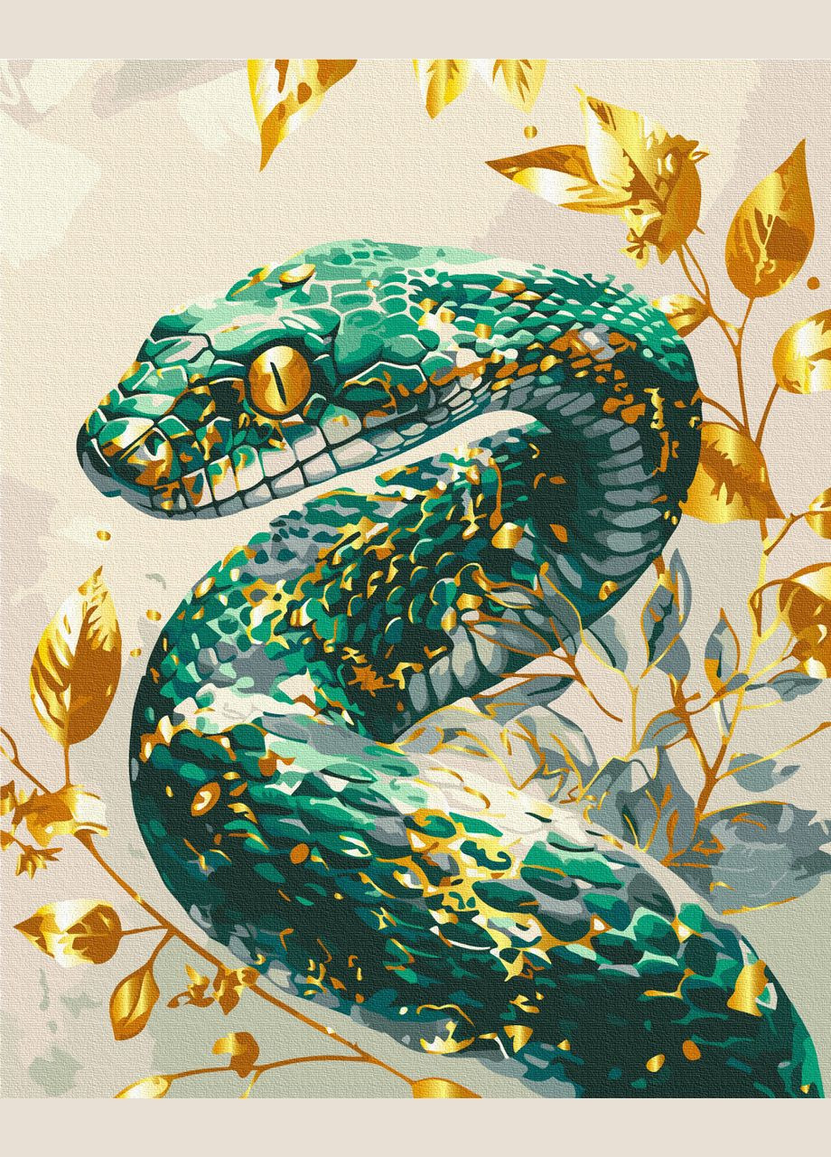 Картина за номерами Смарагдова змія з фарбами металік 40 х 50 BS54118 Brushme (348359792)