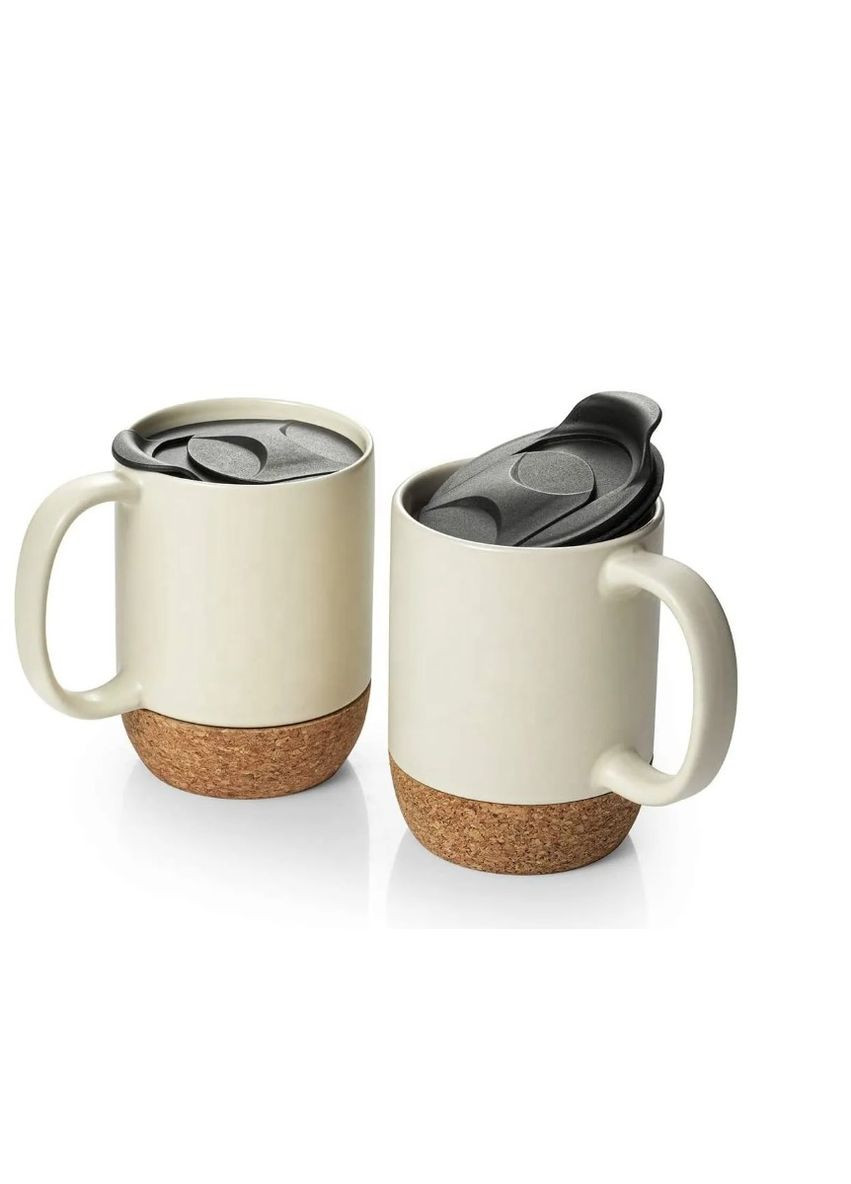 Кофейные кружки Double White 400мл с изолированным пробковым дном и крышкой oldbro (327843502)