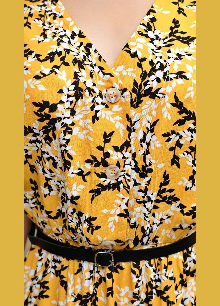 Желтое платье из вискозы с ремешком в комплекте Anastasimo