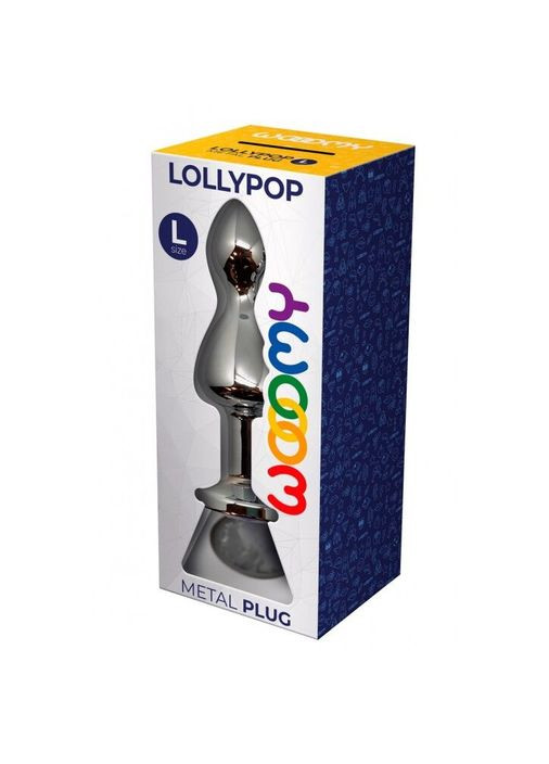 Металлическая анальная пробка Lollypop Double Ball Metal Plug L, диаметр 3,5 см, длина 10,5 см. Wooomy (371878701)