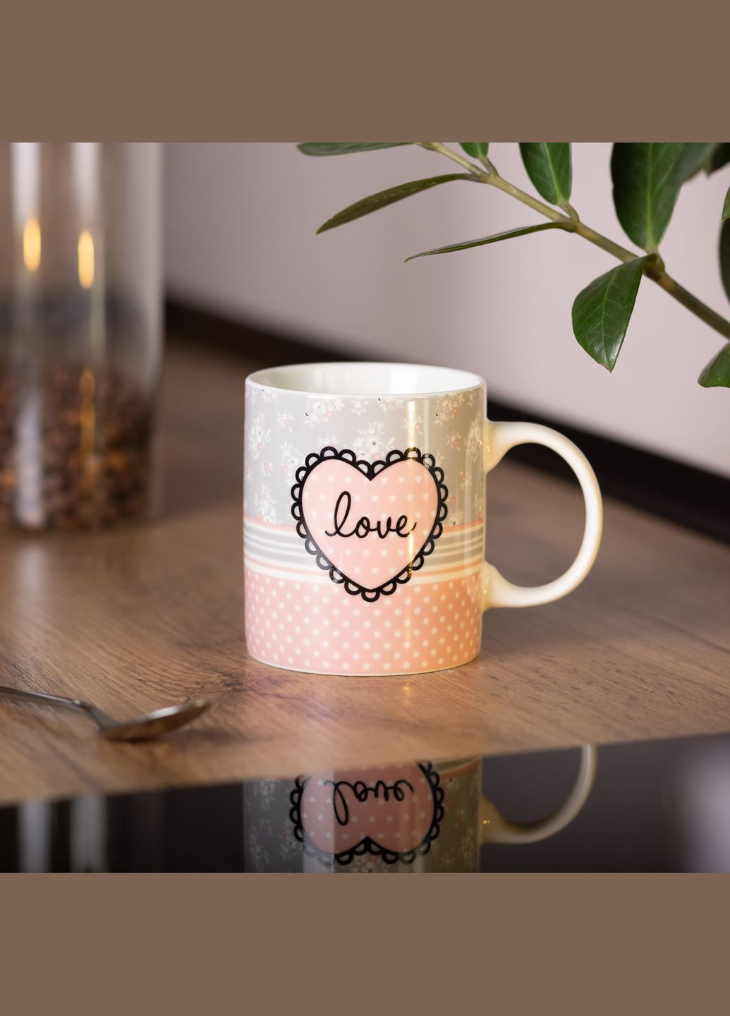 Чашка керамічна Love 400 мл, рожевий No Brand (324218774)