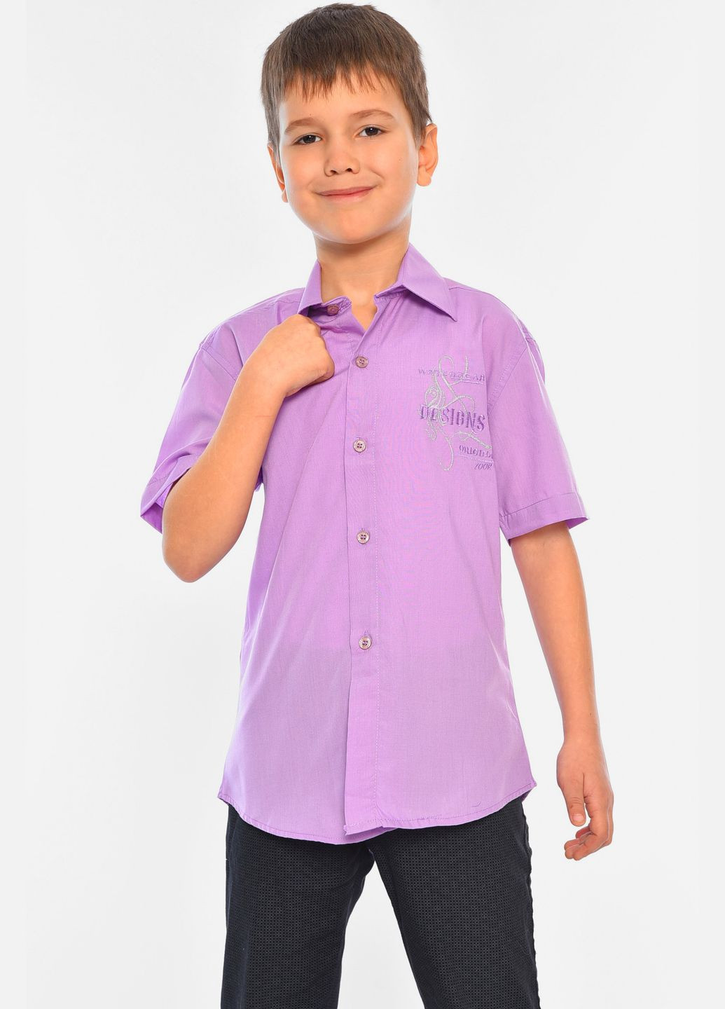 Сорочка дитяча хлопчик фіолетова Let's Shop (316295754)