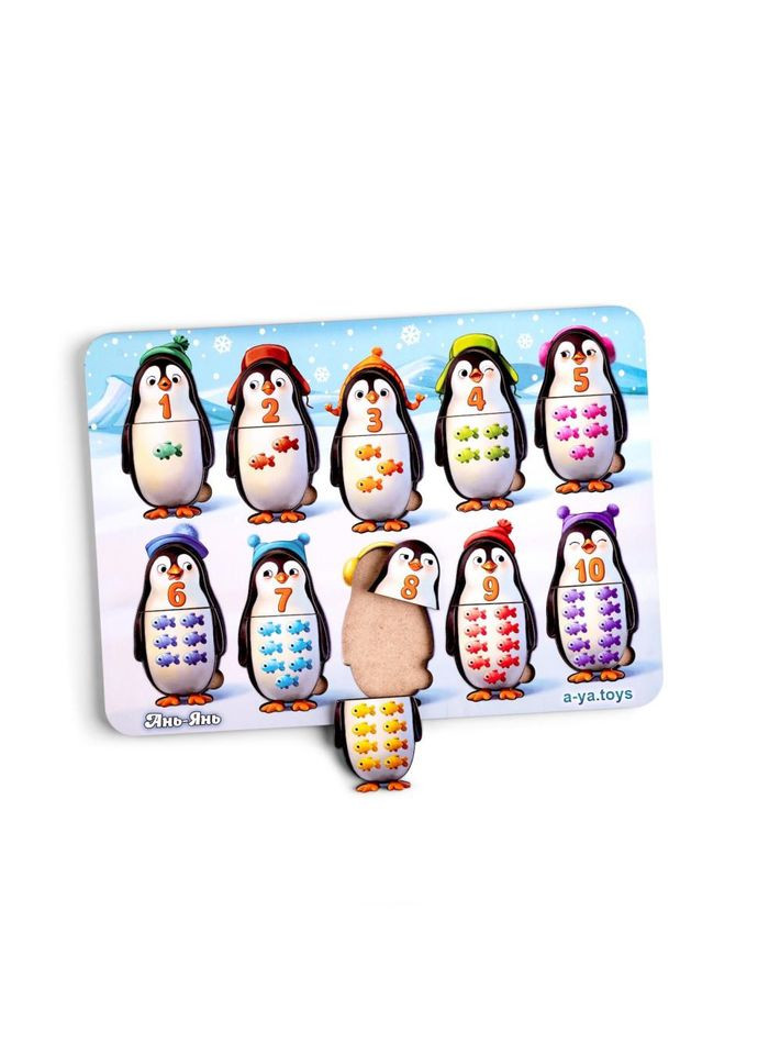 Деревянный пазл-вкладыш "Пингвинчики" (ПСД164) PSD164 счет Ubumblebees (372494784)