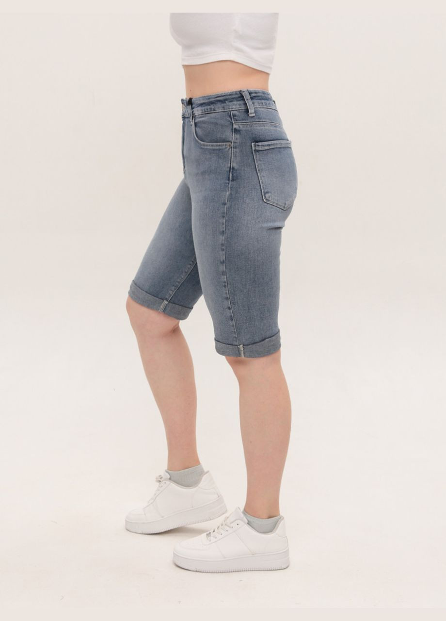 Шорти жіночі блакитні джинсові подовжені великі розміри Cracpot (329854089)