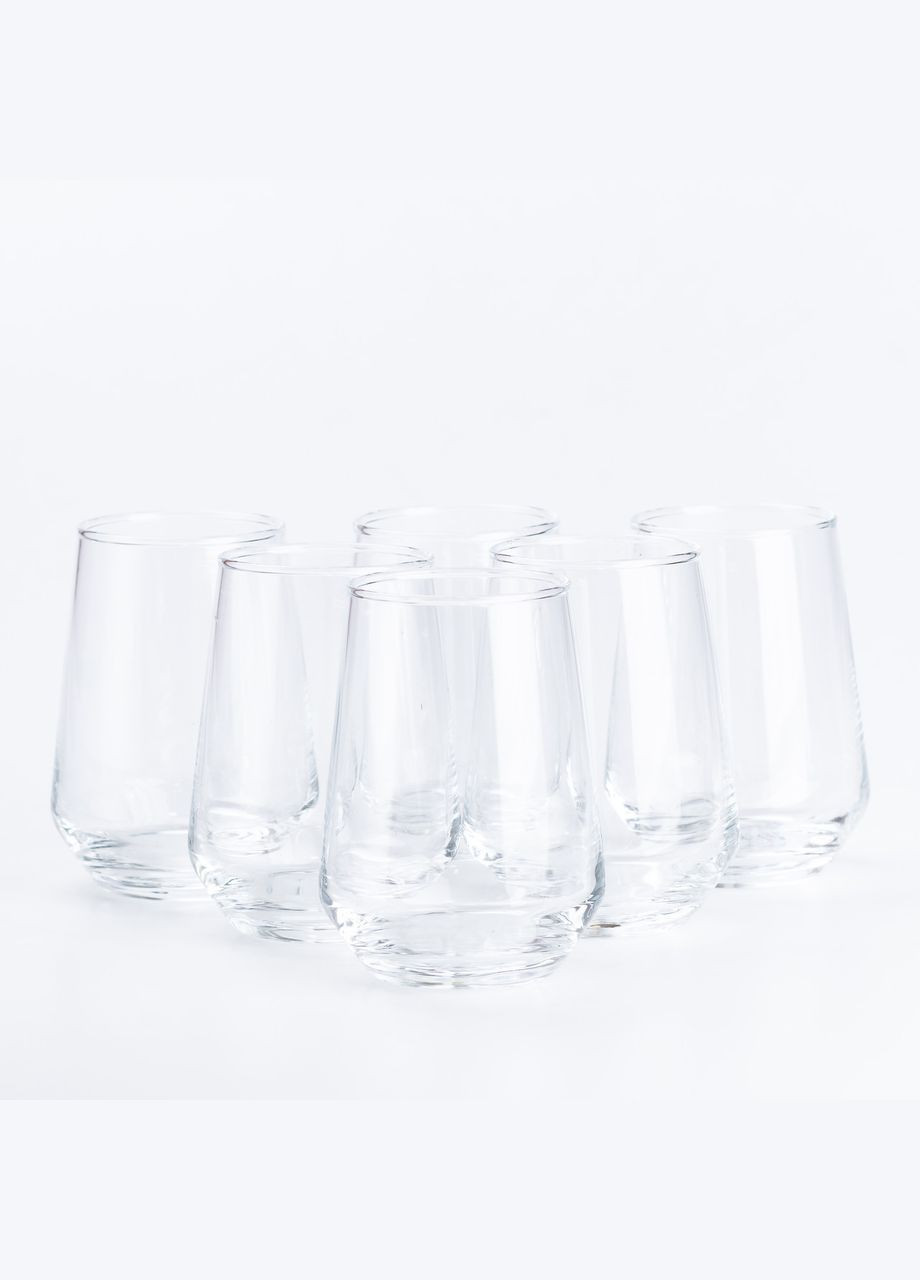 Набір склянок 6 штук по 390 мл скляний прозорий TS Kitchen (326066663)
