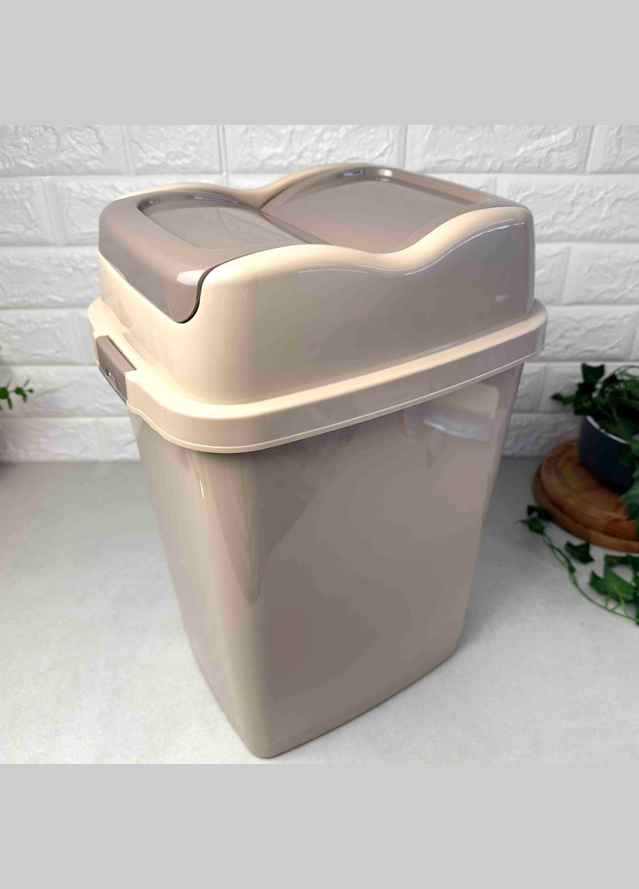 Відро для сміття 18 л з відкидною кришкою Капучіно 09713-20 Dunya (307829167)