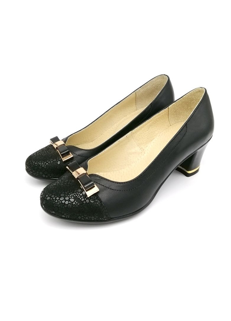 Fashion Женские кожаные туфли на среднем каблуке. Размер.36-23,5см черный з натуральная кожа, украина — демисезон (352168368)