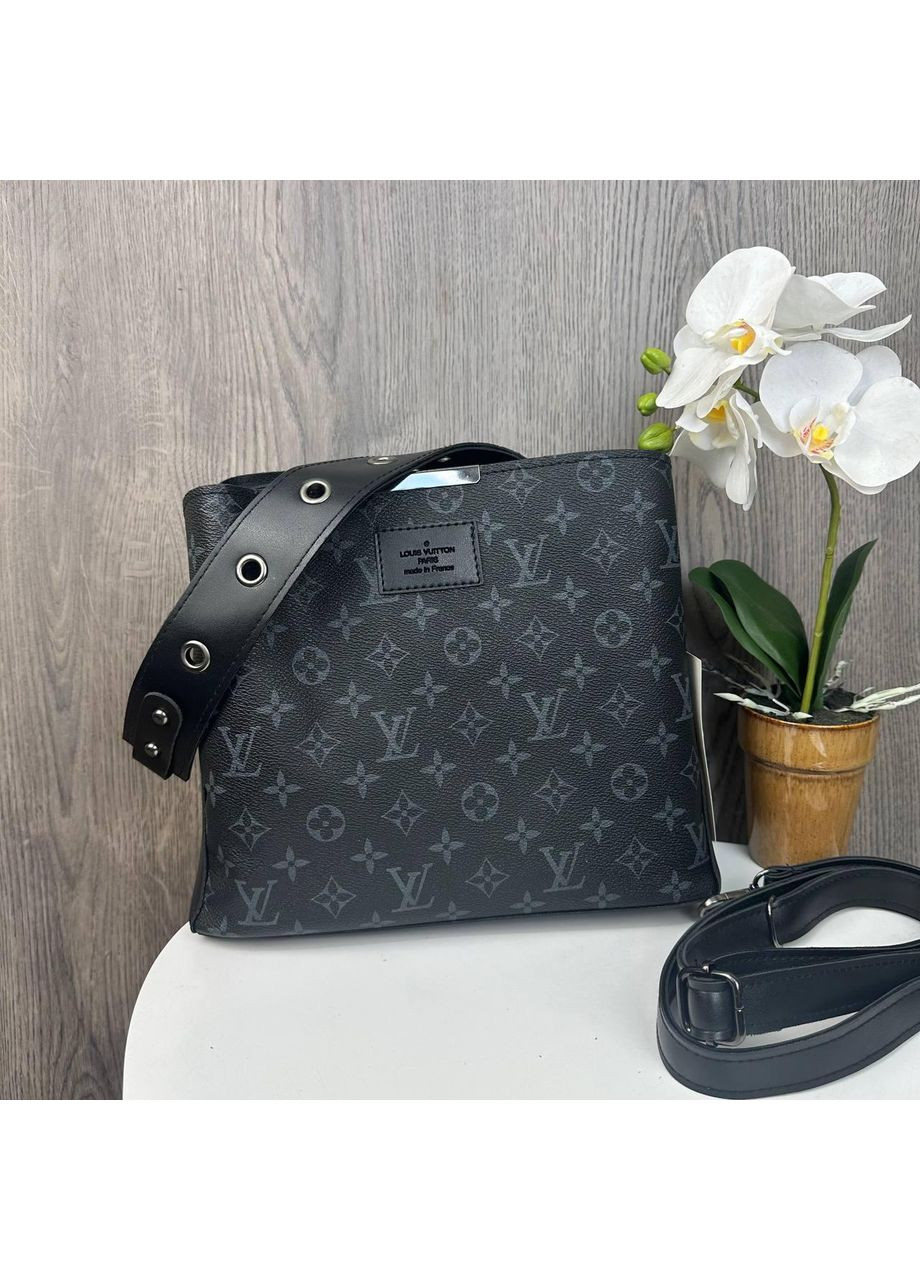 Женская сумка на плече черная экокожа с широким ремешком ProDobro (363259890)