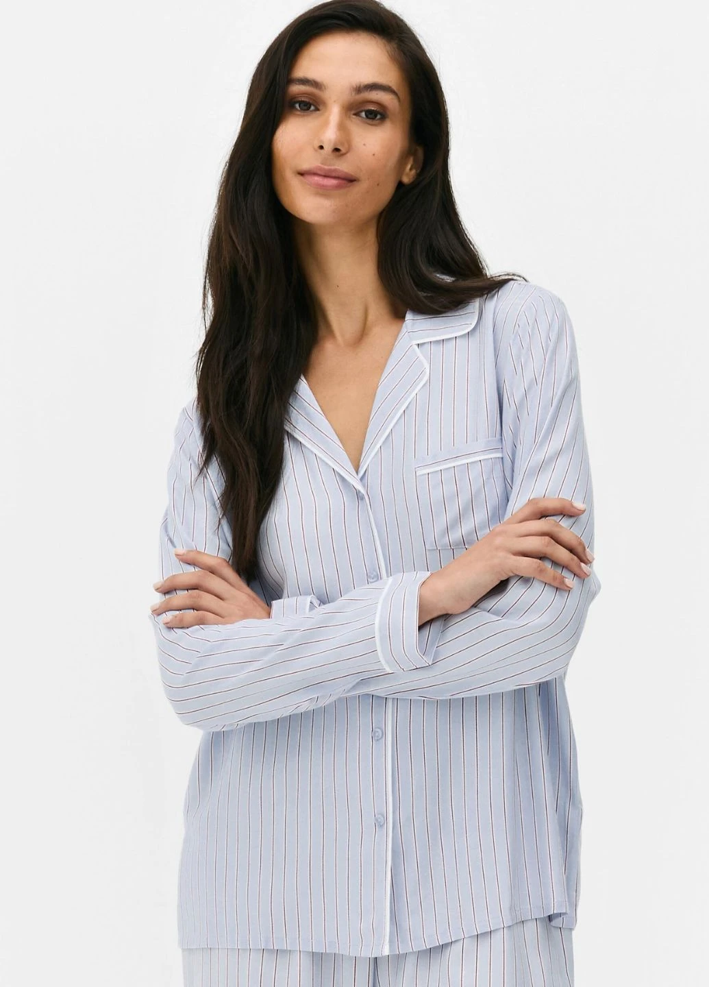 Светло-голубая всесезон женская пижамная рубашка twill boyfriend pyjama для дома и сна (8794) Primark