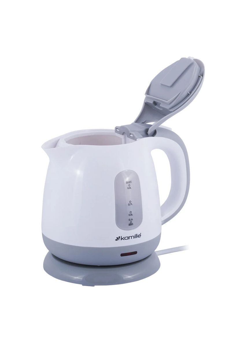 Чайник електричний 1л пластиковий (білий з сірим) KM-1719B Kamille (346600505)