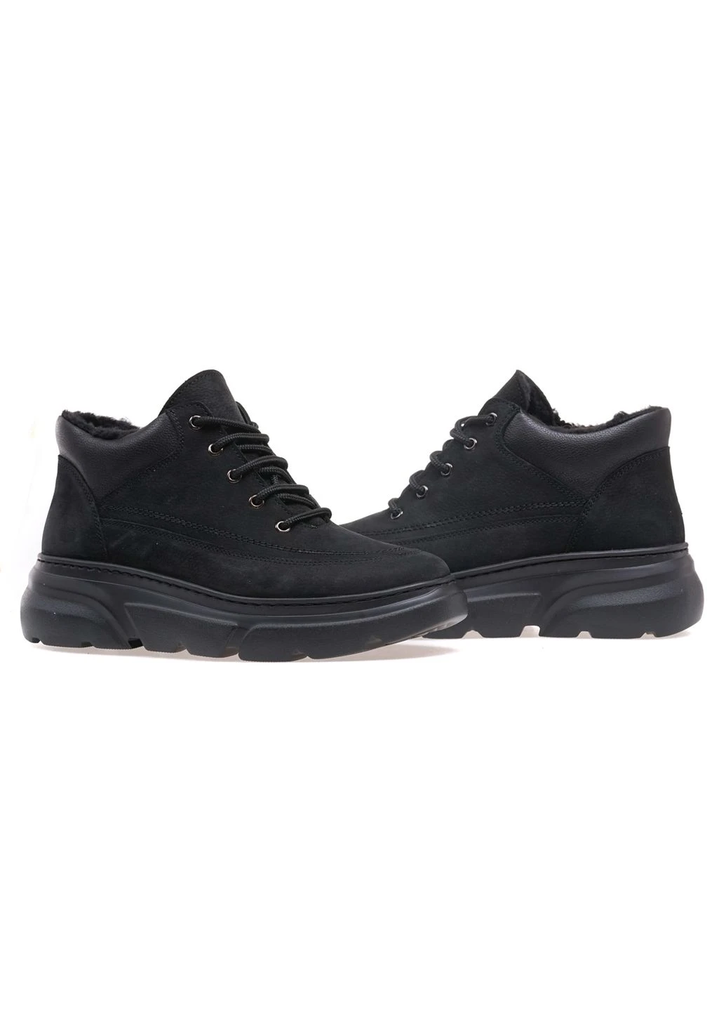 Черные зимние ботинки комфорт мужские 8598-75-st/black nubuk Goodboots