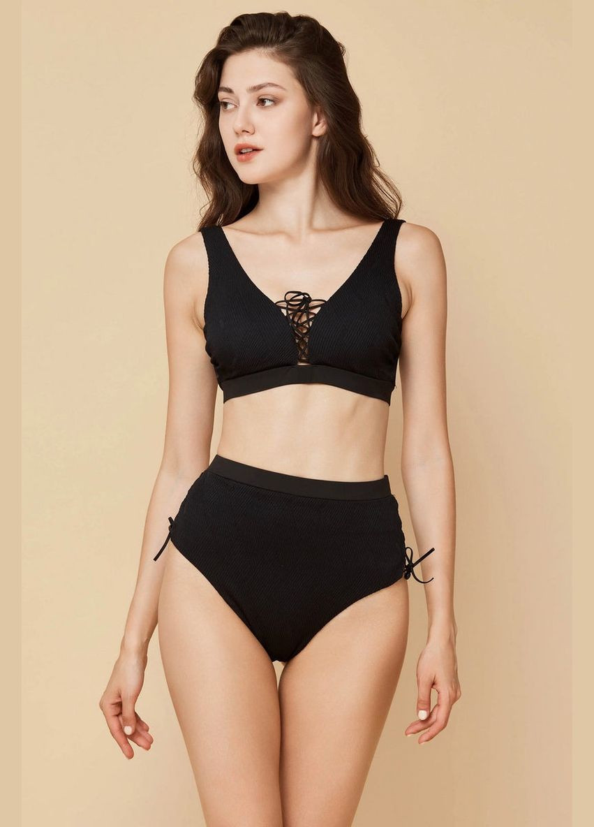 Чорний літній роздільний купальник з високими плавками Obrana 404-048/404-225 black