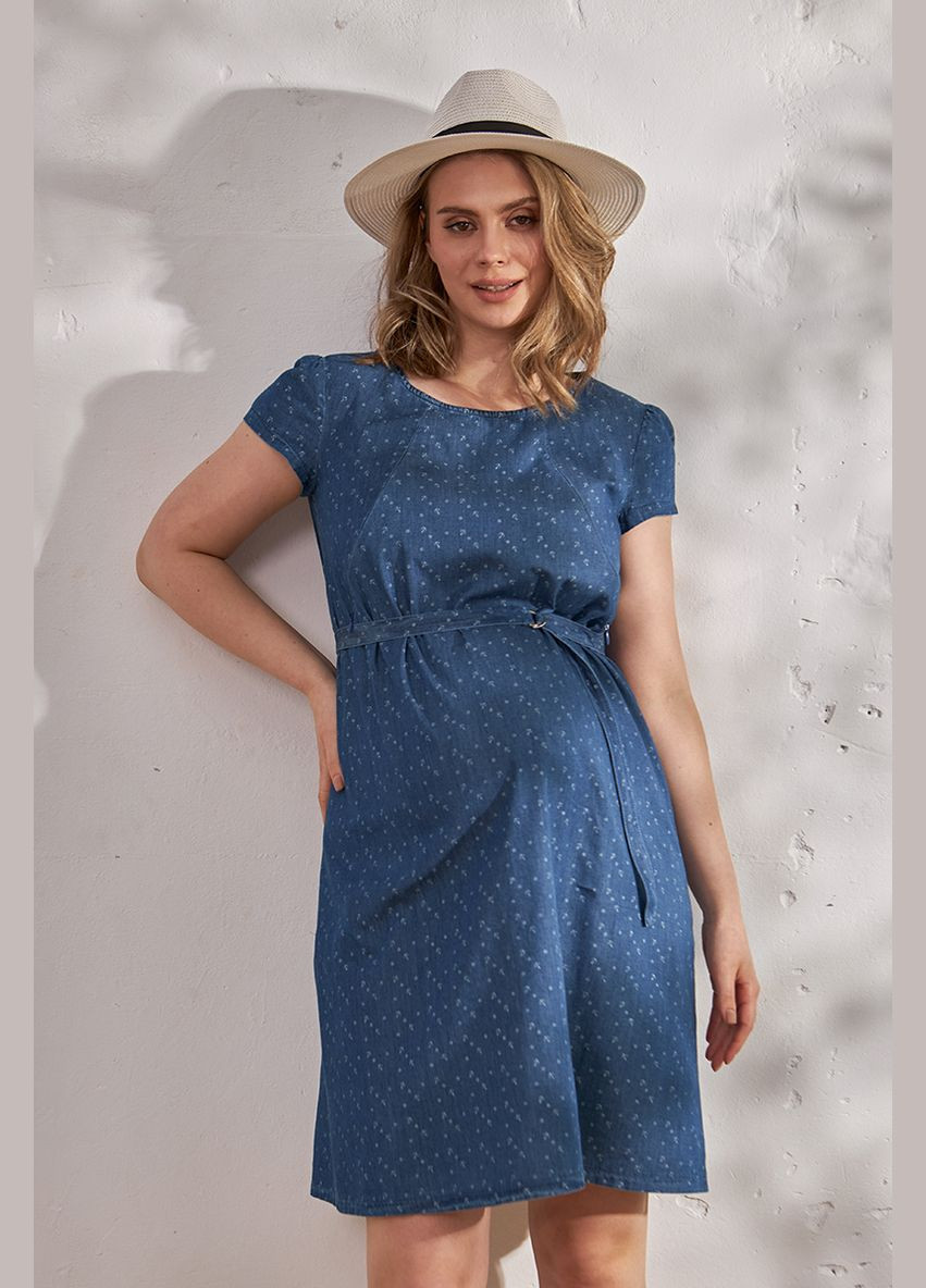 Синее джинсовое легкое платье для беременных и кормящих синее Юла мама