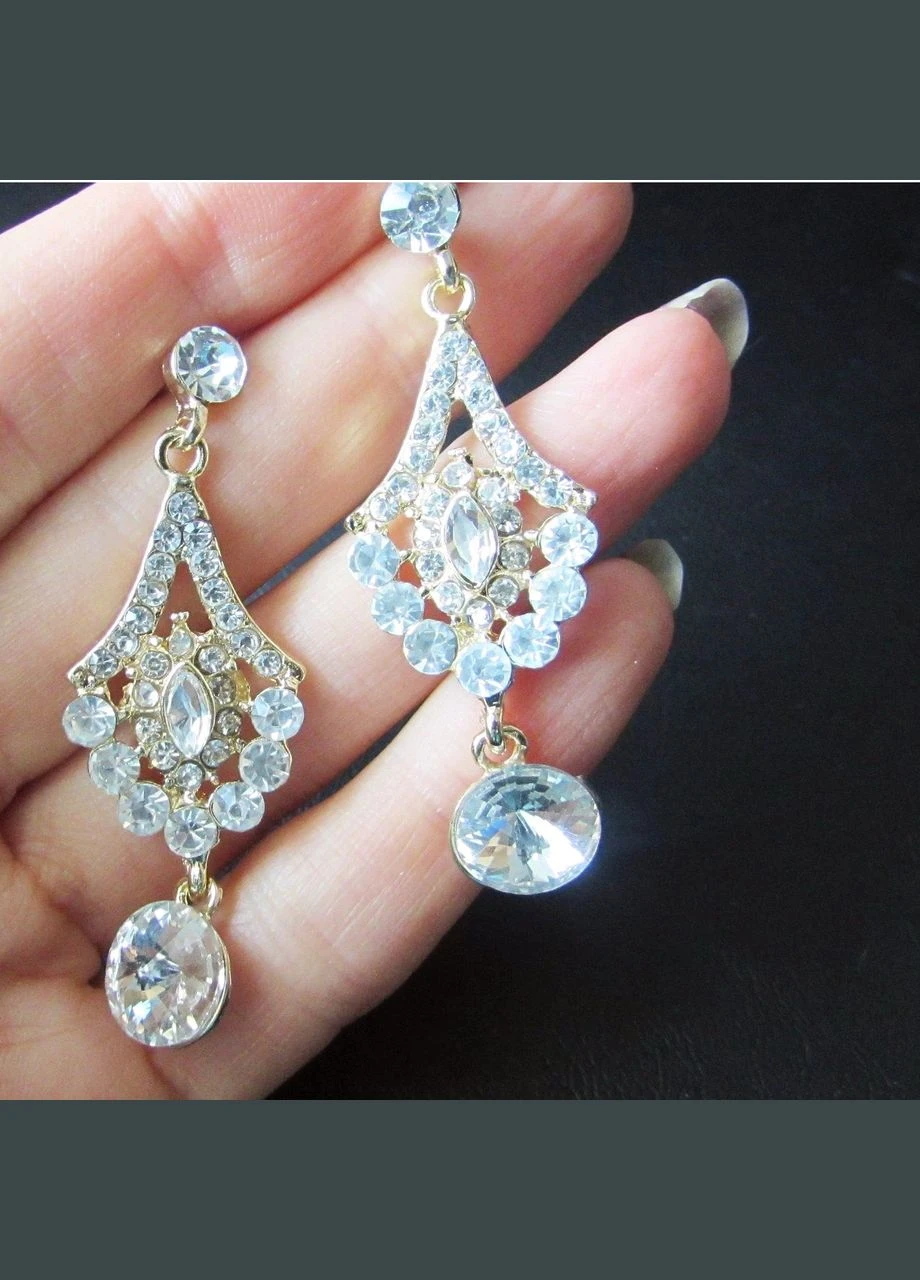 Вечірні сережки люстри в стразах, 8344-1 Fashion Jewelry (336949568)