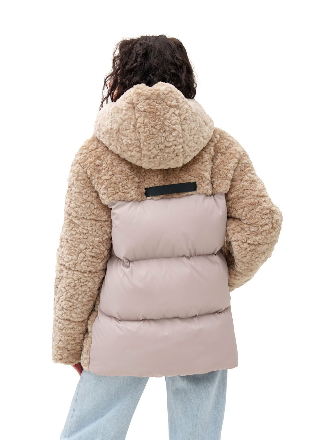 Кавова зимня подовжений пуховик «скай» капучино (баранчик,плащ) Emass