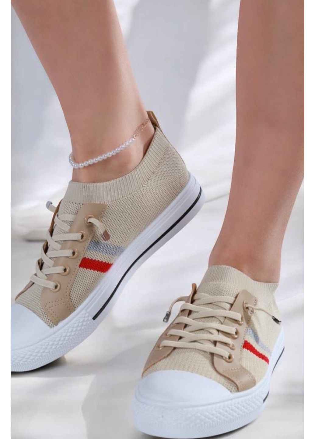 Бежевые кеды женские бежевые Seven