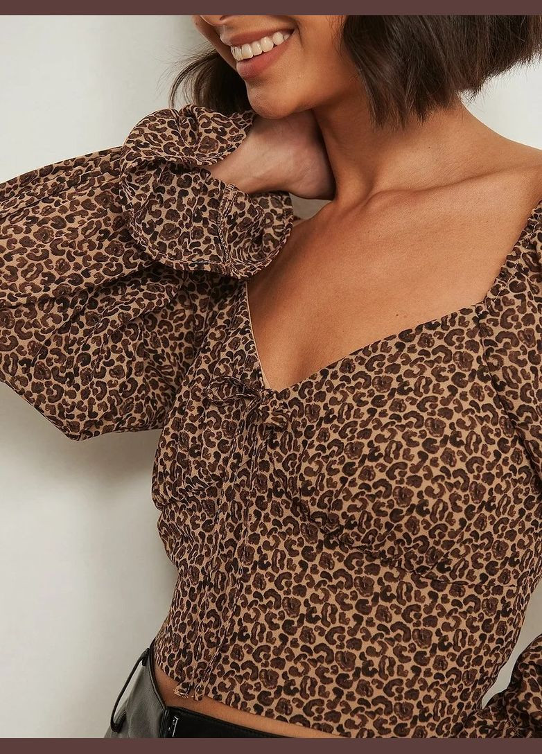 Коричневая леопардовая блуза NA-KD