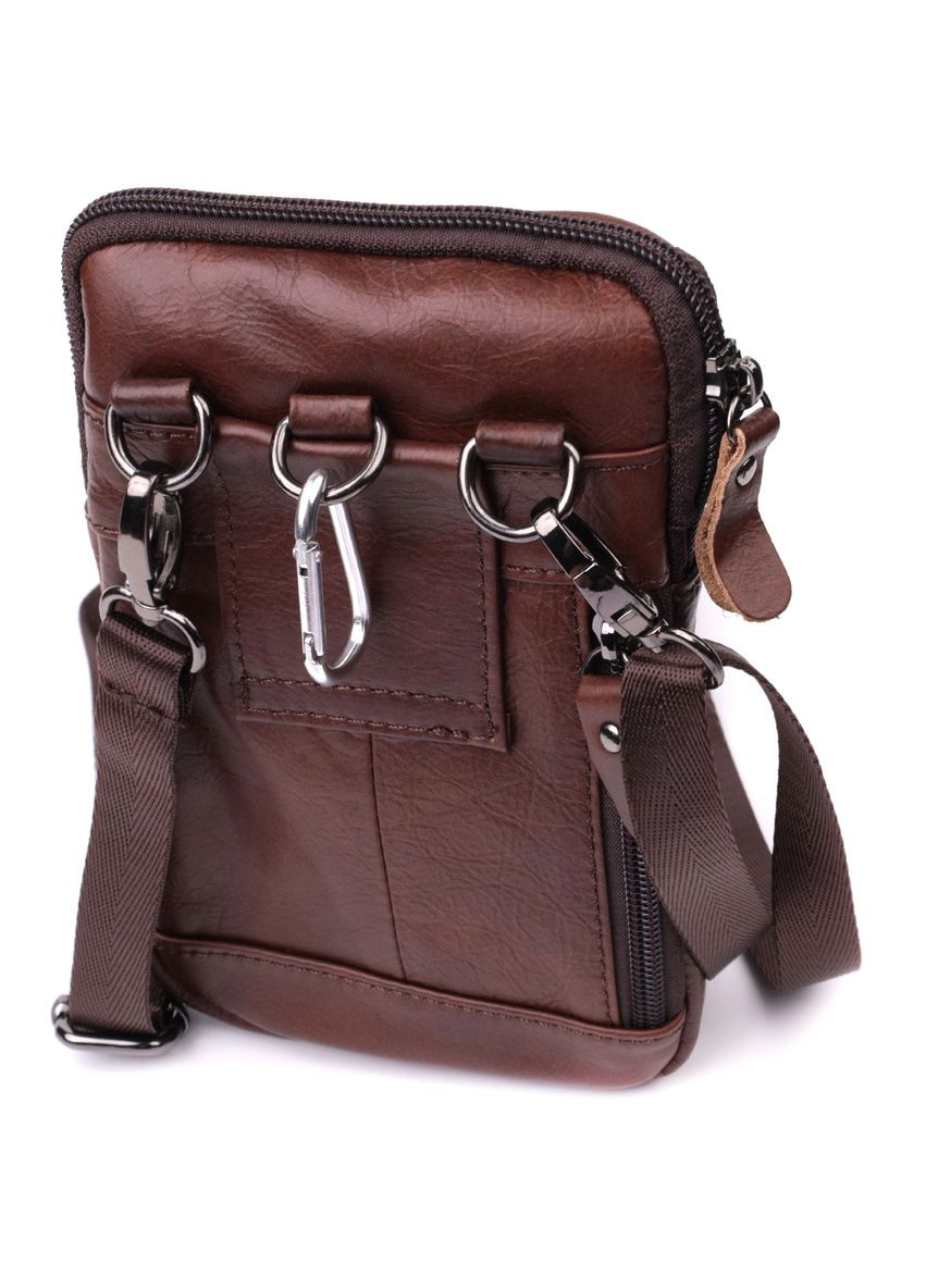Сумка чоловіча через плече шкіряна бананка 22564 Коричневий Vintage (302008710)