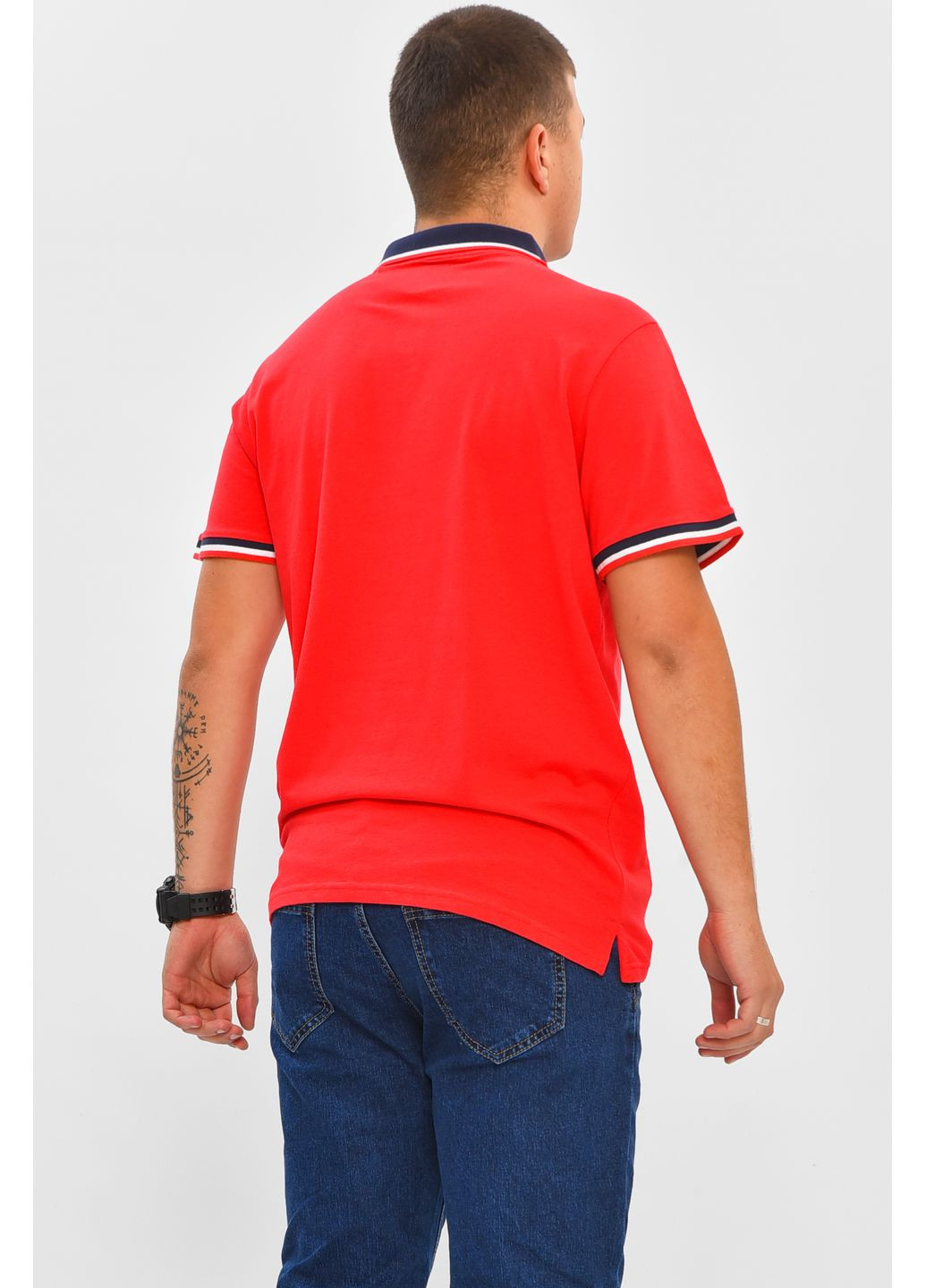 Червона футболка чоловіча поло червоного кольору з принтом Let's Shop