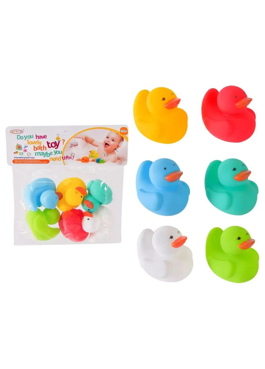 Игрушка для ванной утка пищалка 6 штук в наборе пакет 19*5,5*21см No Brand (362439506)