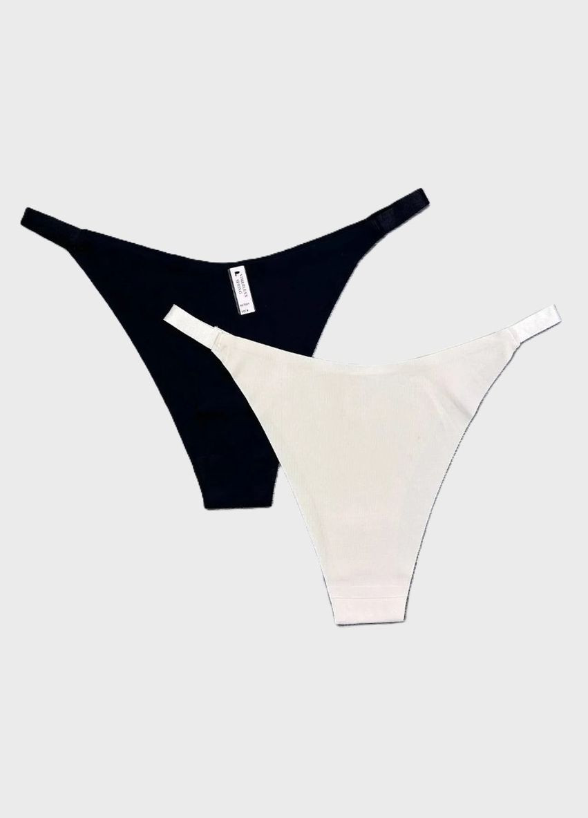 Набор 4шт. Бесшовные трусики танга бразилиана Невидимки на тонких резинках One Size M-L (46-48) Микс No Brand (329203270)