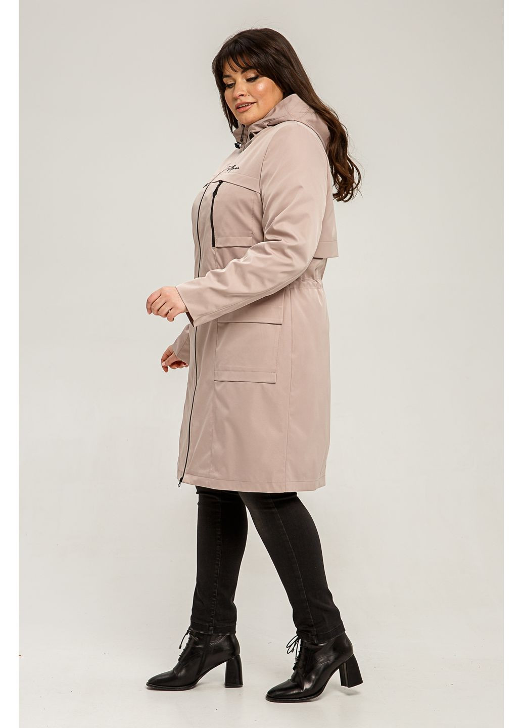 Рожева демісезонна плащ прямого силуету з капюшоном all posa (ap101444p) A'll Posa