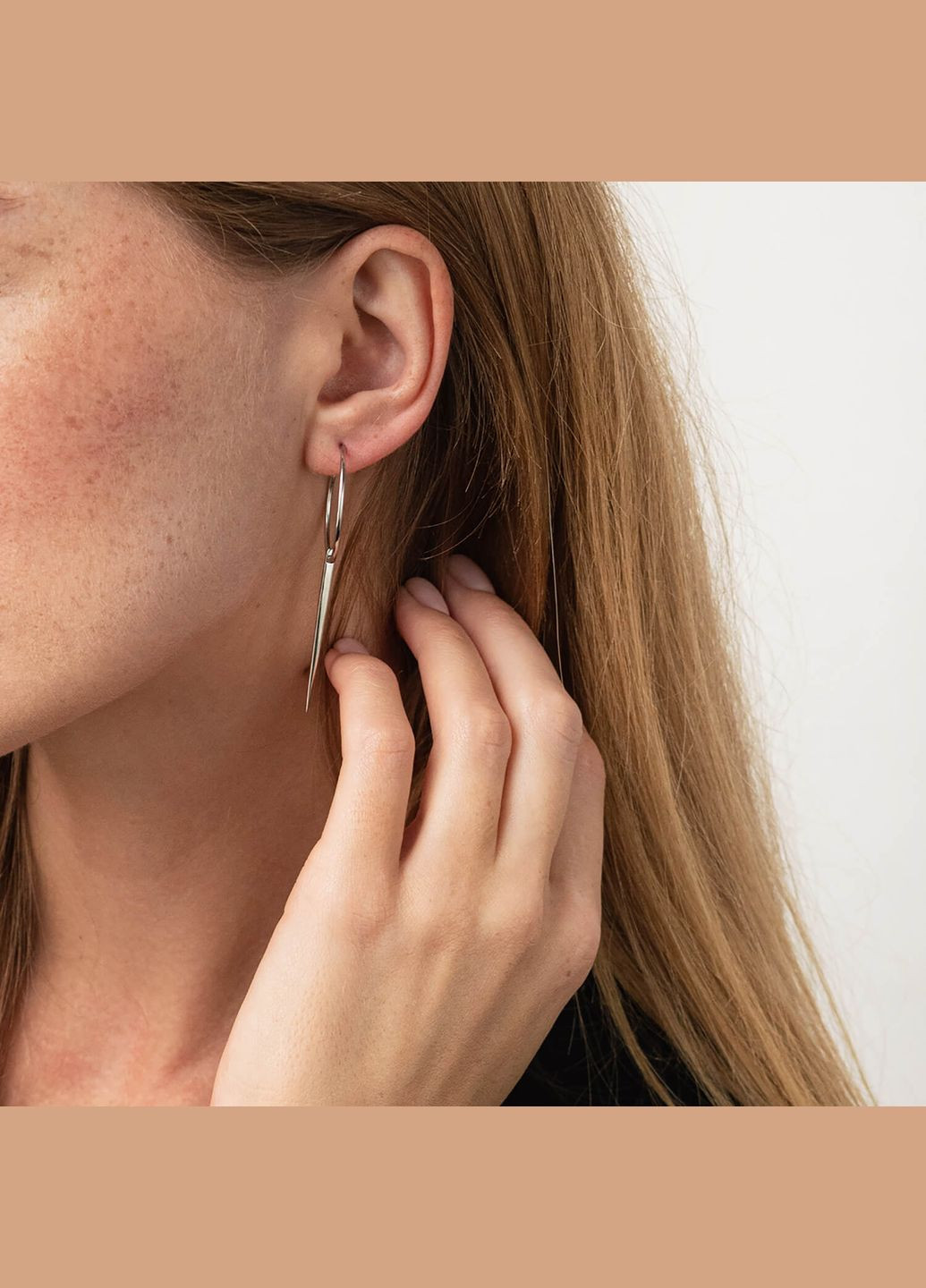 Серебряные серьги - кольца Асимметрия 4853 Oniks (264644152)