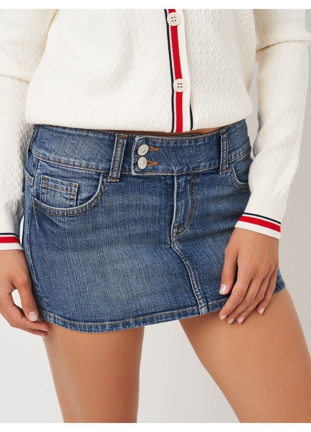 Темно-синяя однотонная юбка H&M