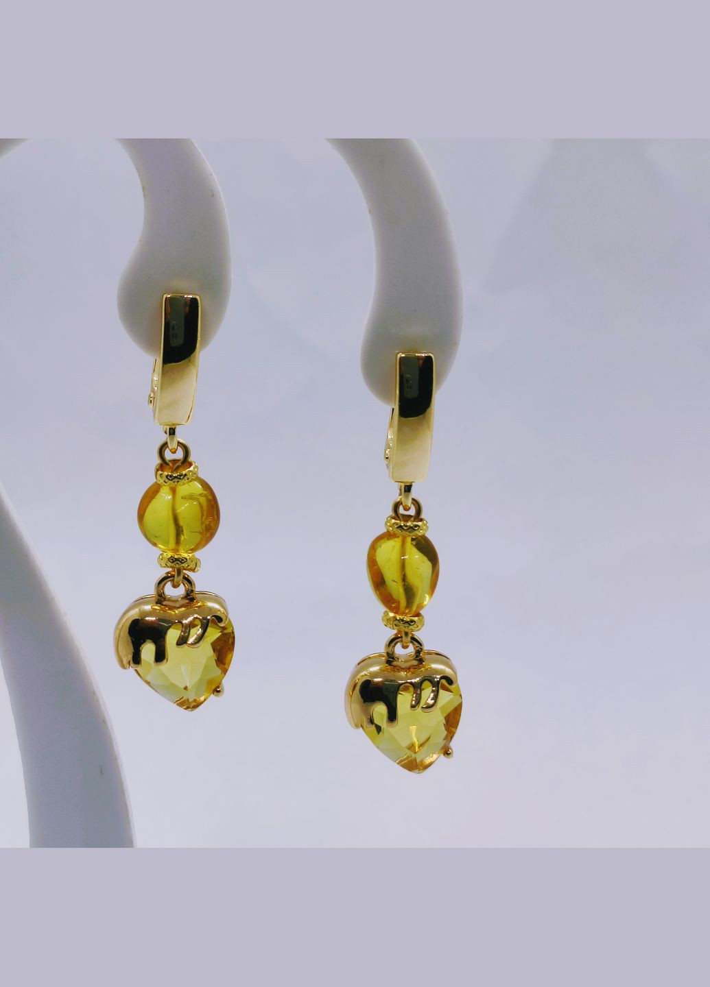 Серьги 3245 с натуральным янтарем оттенок медовый MINOV (323159547)