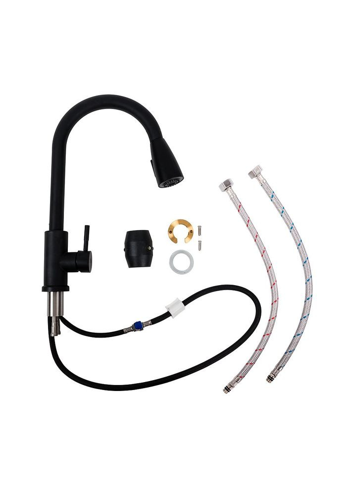 Смеситель кухонный LN08 черный с выдвижной лейкой Valeso (350946983)