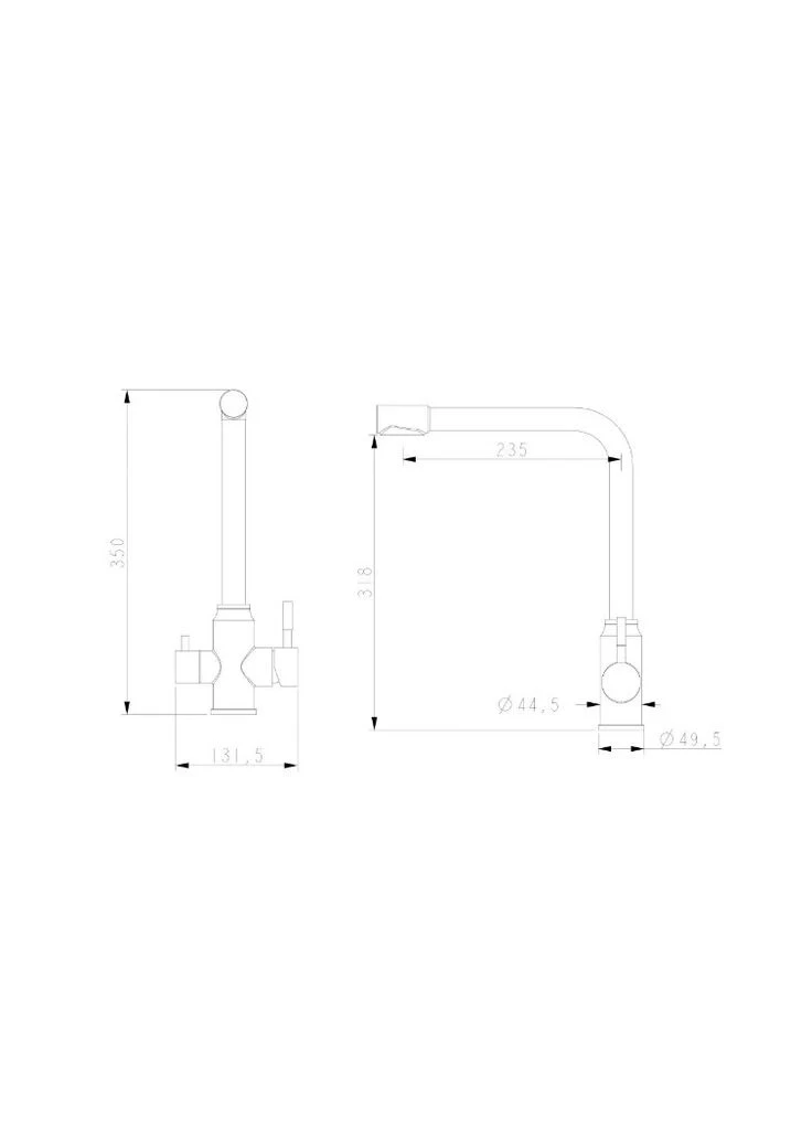 Змішувач для кухні з підключенням до фільтру EKO4C-01-GUNGREY Wezer 1044950 (385679845)