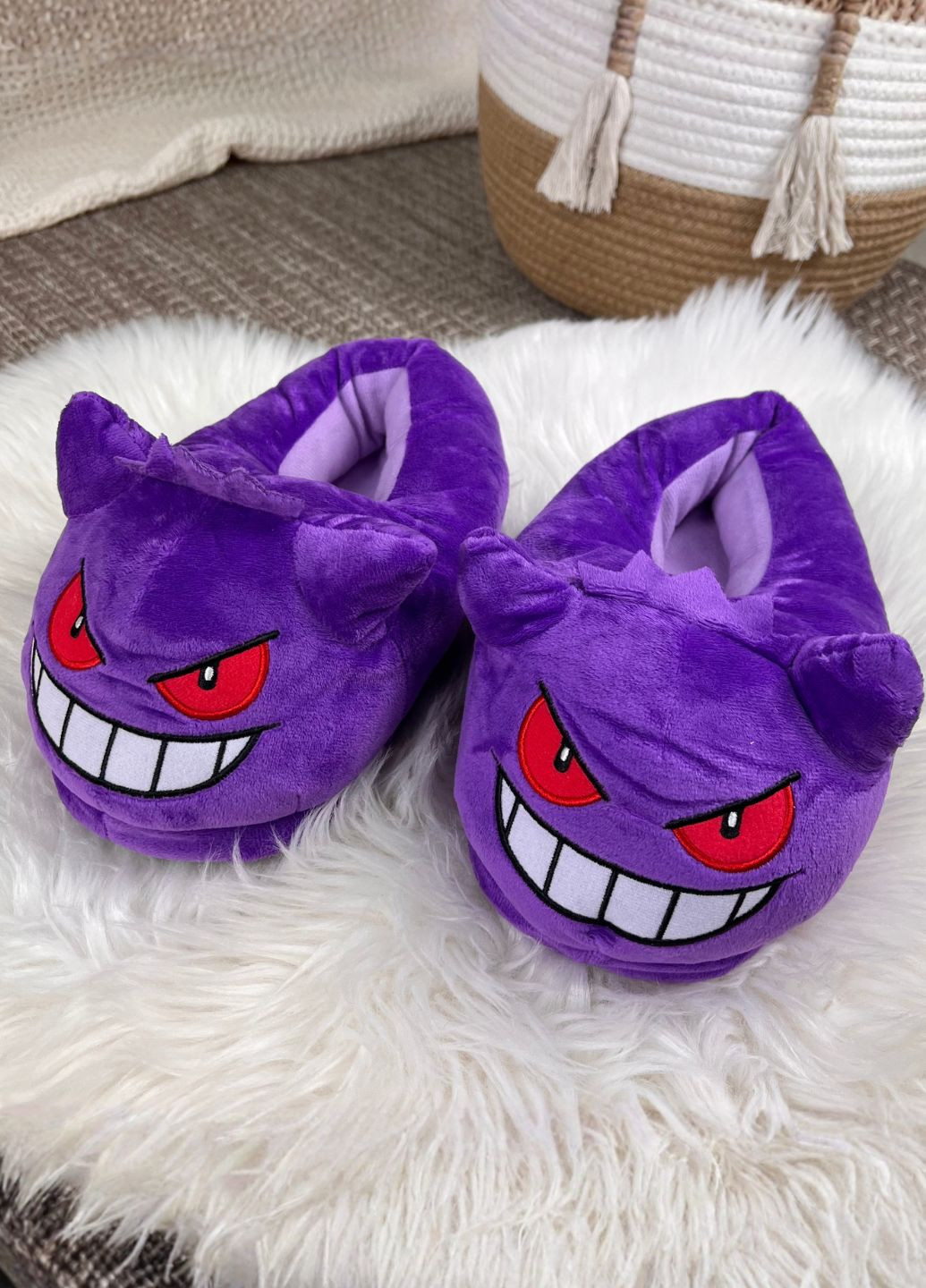 Фиолетовые домашние тапочки мужские покемон генгар My Kigu
