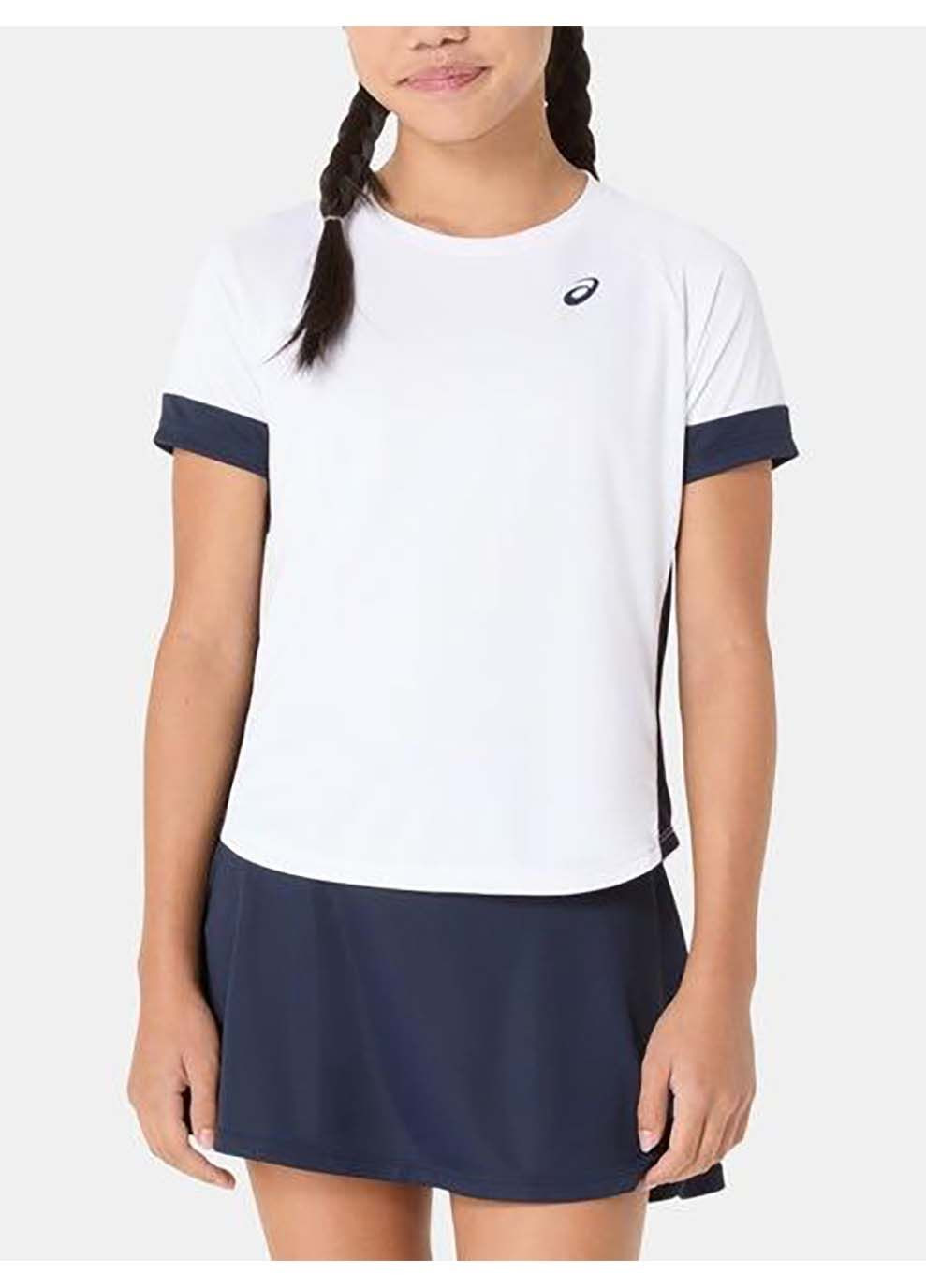 Комбінована літня дитяча футболка girls tennis ss top білий рожевий Asics