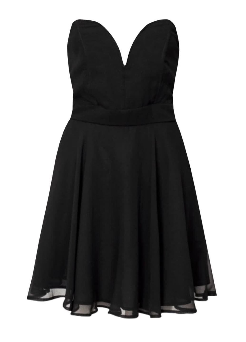 Чорна святковий, коктейльна, вечірня cукня з відкритими плечима, а-силует, кльош, бебі долл, з спідницею-сонце, з пишною спідницею, з відкритою спиною NLY TREND однотонна