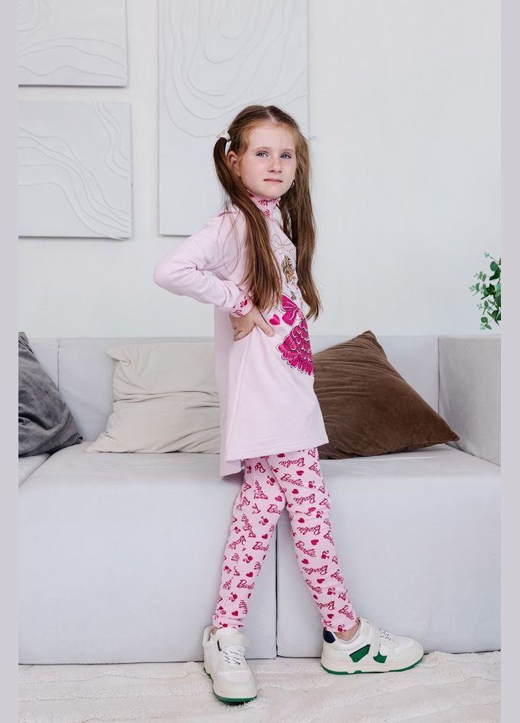 Світло-рожевий демісезонний комплект (туніка+лосини) для дівчинки hc (h001-6086-023-33) No Brand