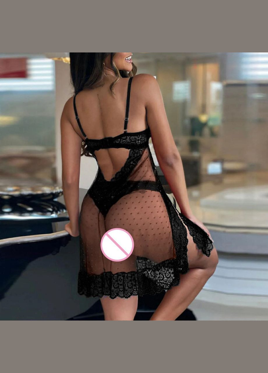 Сексуальный пеньюар Natalie ночная рубашка с разрезами и спинкой с трусиками в комплекте No Brand Пеньюар (333986462)