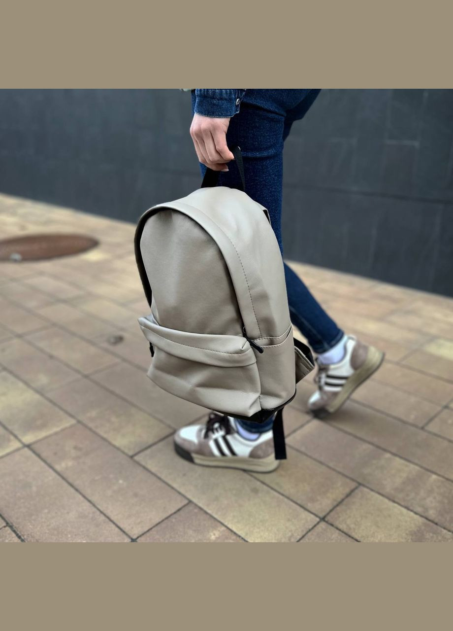 Сірий рюкзак з екошкіри портфель міський компактний жіночий чоловічий Town Style mini No Brand (290011630)