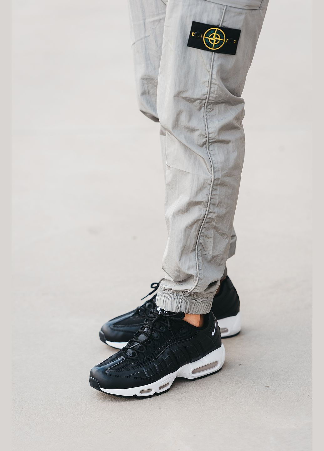 Чорні всесезон кросівки чоловічі nike air max 95 black white | найк аір макс 95 чорні білі No Brand