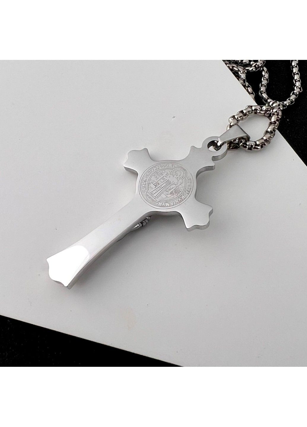 Хрестик із розп'яттям з нержавіючої медичної сталі PSC-091 No Brand (351503732)