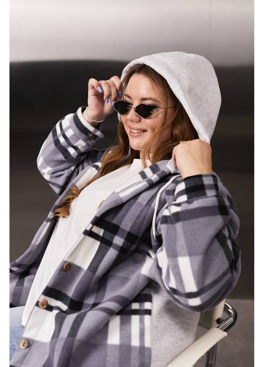 Серая рубашка в клетку DK/DL Мода без кордонів с длинным рукавом