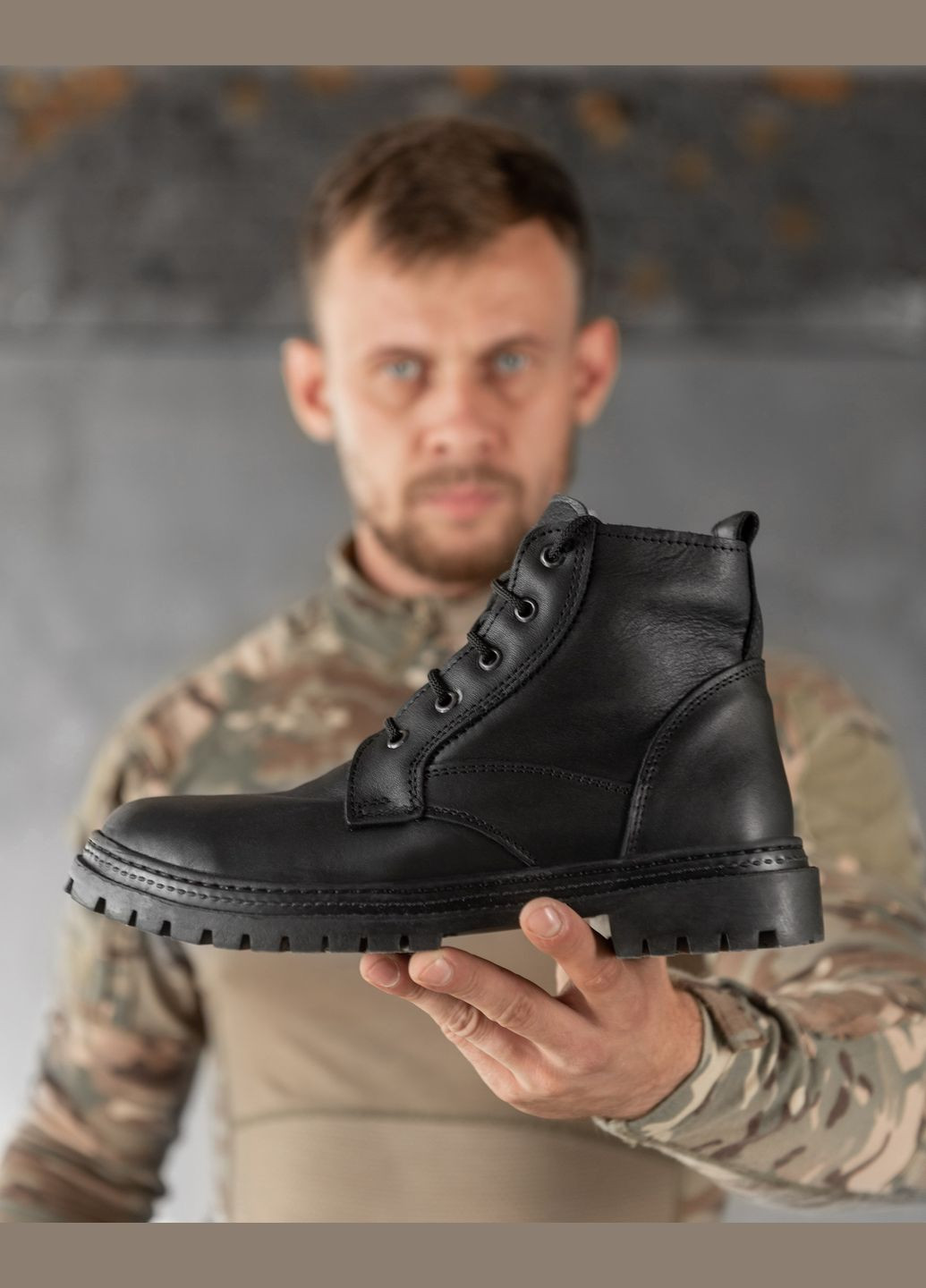 Тактичні зимові берці з натуральної шкіри на хутрі чорні No Brand (308796621)