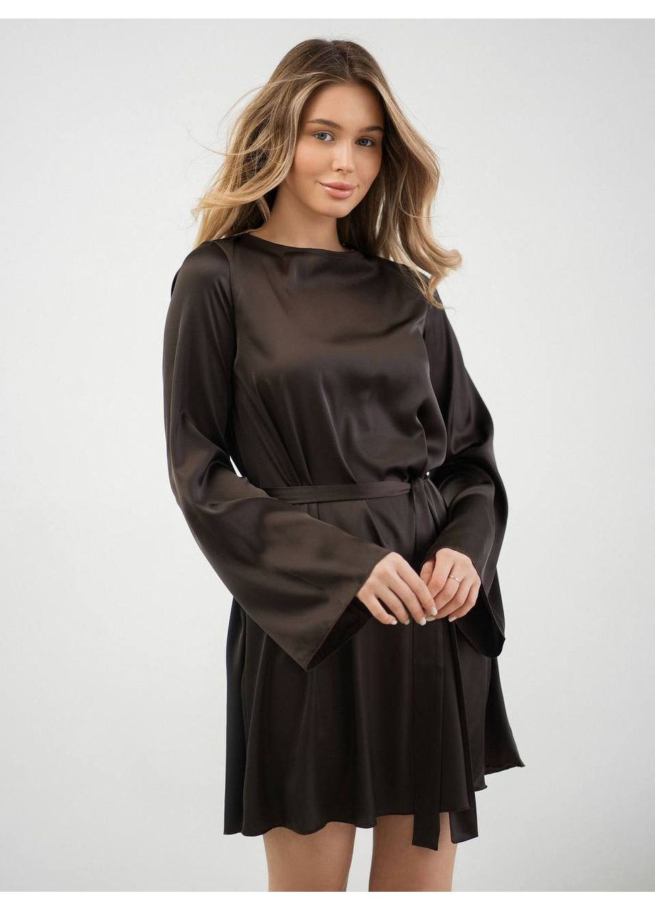 Коричнева святковий, повсякденний, кежуал, коктейльна сукня з поясом Україна