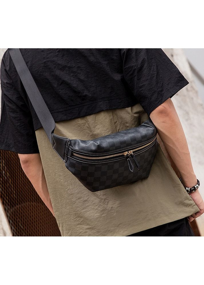 Мужская бананка из экокожи черная ProDobro (363222022)