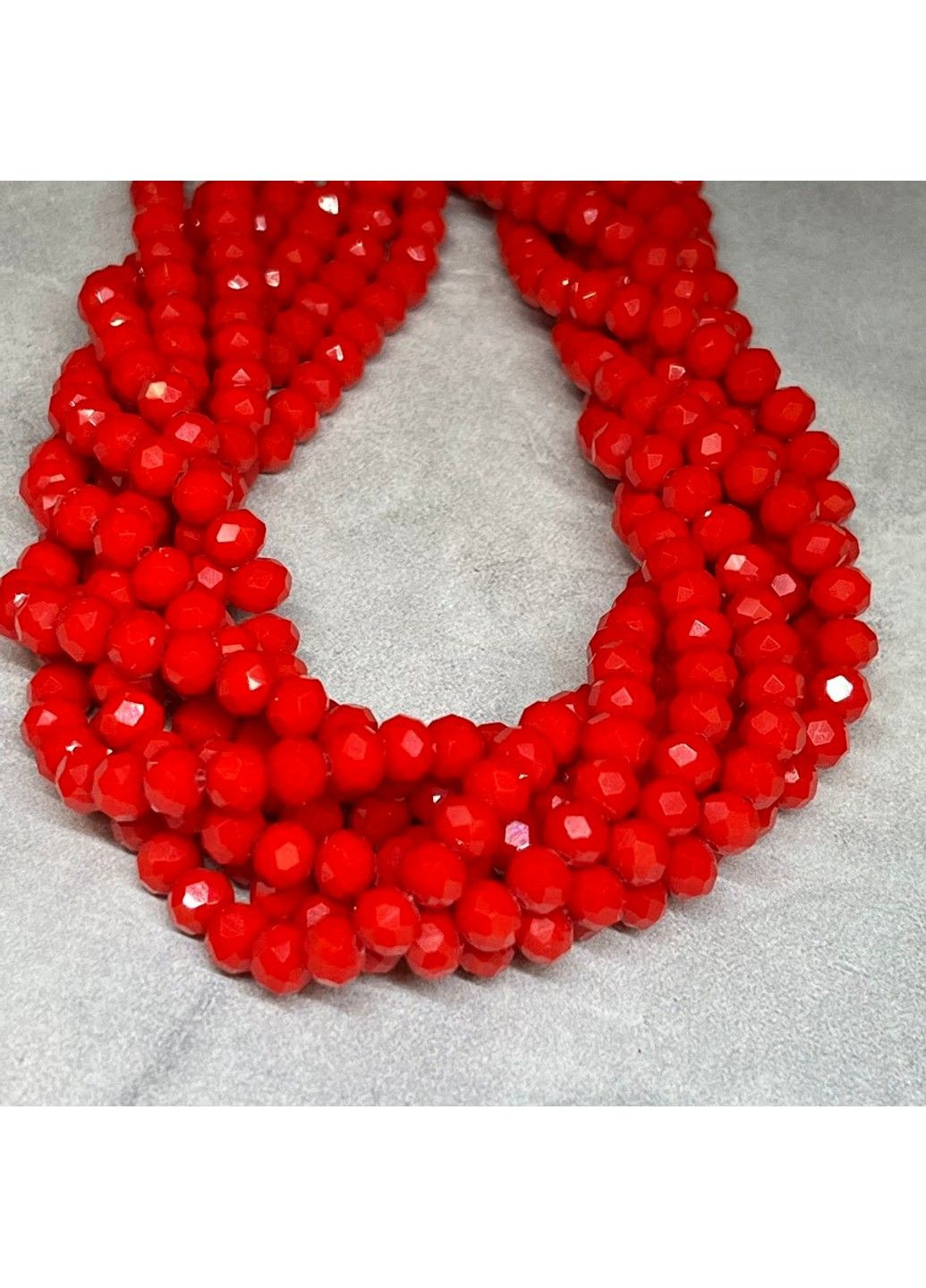 Бусы Рондель 6*4 мм, цвет- красный (непрозрачный), 1-нить ≈87-90 шт No Brand (303138571)