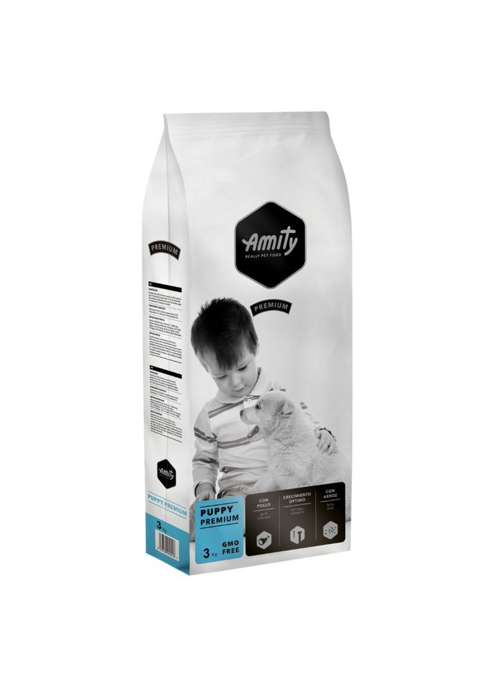 Сухой корм для щенков всех пород PUPPY PREMIUM с курицей и рисом, 3 кг (*) AMITY (304424375)
